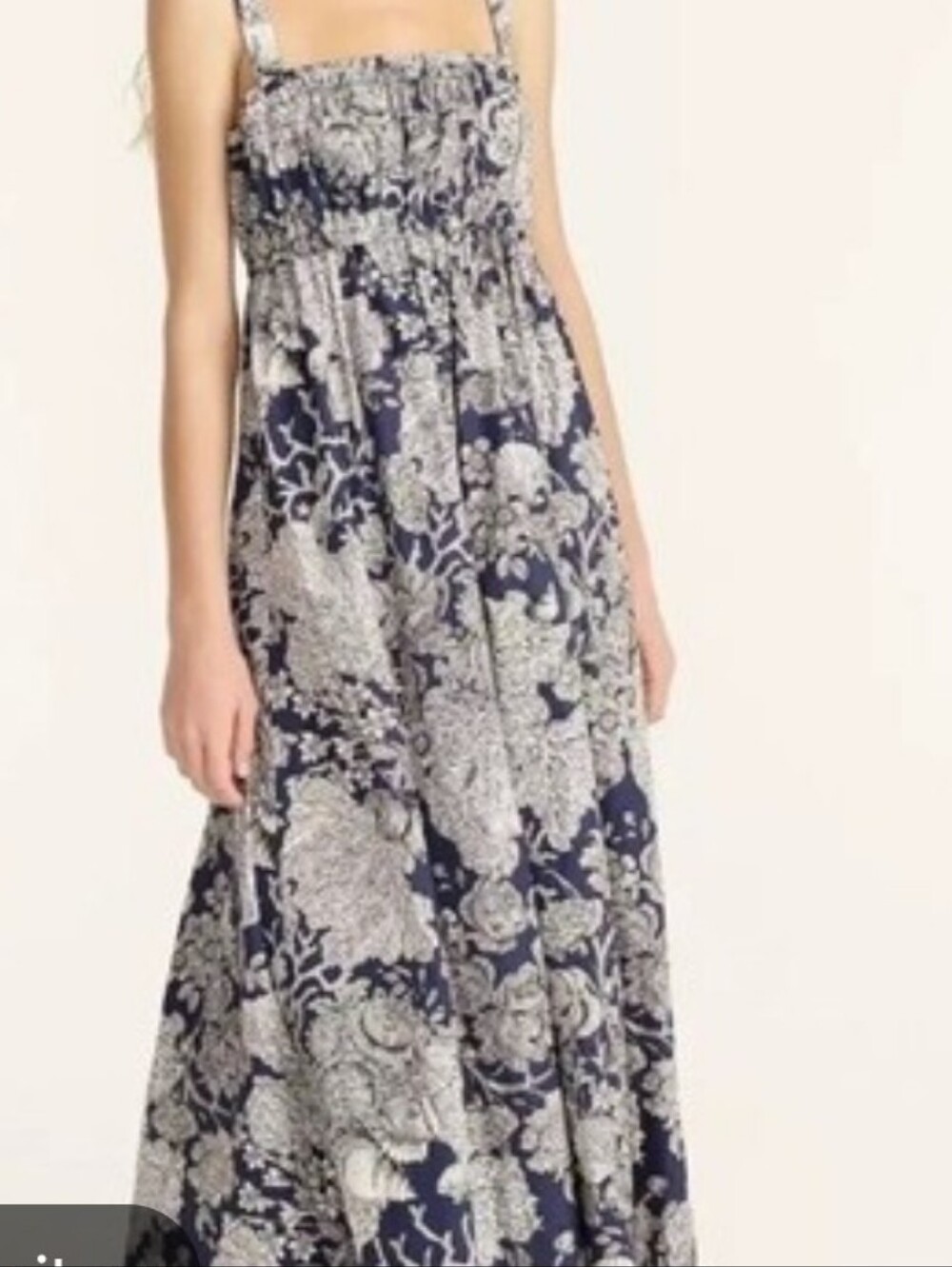 J. Crew Collection 18 Seashell Ratti Floral Navy White Sundress Smocked Bodice